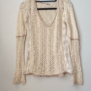 Sheer knit and mesh sweater